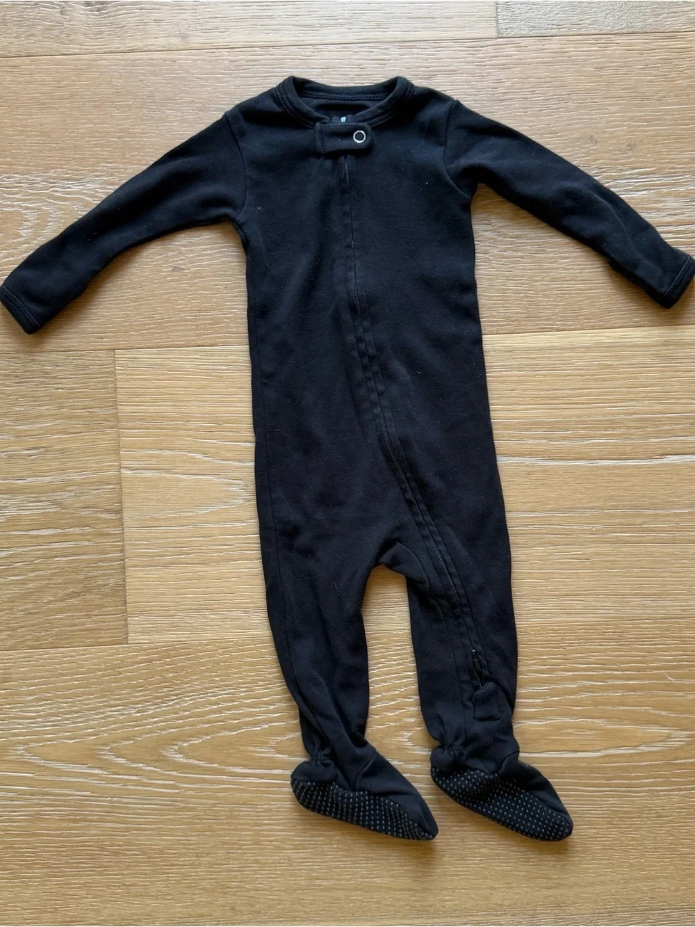 L’ovedBaby Black Baby Footed One-Piece Pajamas - 100% Organic Cotton